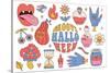 Groovy Retro 70S Halloween Big Set of Spooky Elements. Psychedelic Scary Stickers. Hippie Style Hol-Svetlana Shamshurina-Stretched Canvas