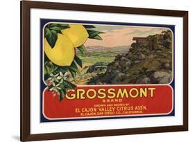 Grossmont Brand - El Cajon, California - Citrus Crate Label-Lantern Press-Framed Art Print