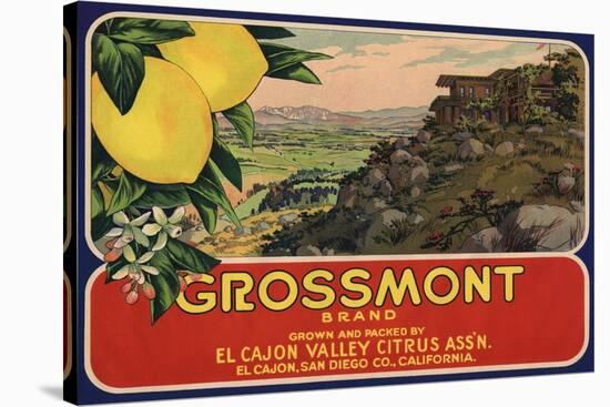 Grossmont Brand - El Cajon, California - Citrus Crate Label-Lantern Press-Stretched Canvas