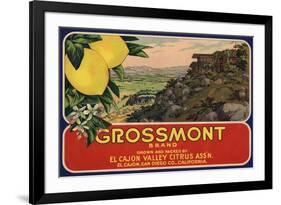 Grossmont Brand - El Cajon, California - Citrus Crate Label-Lantern Press-Framed Premium Giclee Print