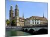 Grossmunster Church and Munster Bridge over the River Limmat, Zurich, Switzerland, Europe-Richardson Peter-Mounted Photographic Print