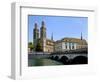 Grossmunster Church and Munster Bridge over the River Limmat, Zurich, Switzerland, Europe-Richardson Peter-Framed Photographic Print