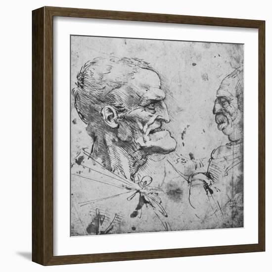 'Grotesque Profiles of a Man and Woman Facing', c1480 (1945)-Leonardo Da Vinci-Framed Giclee Print