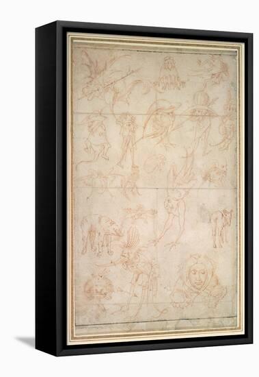 Grotesque Studies, 15th Century-Hieronymus Bosch-Framed Stretched Canvas