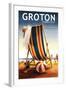 Groton, Connecticut - Beach Chair and Ball-Lantern Press-Framed Art Print