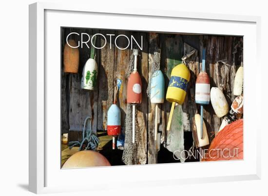 Groton, Connecticut - Buoys-Lantern Press-Framed Art Print