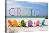 Groton, Connecticut - Colorful Beach Chairs-Lantern Press-Stretched Canvas