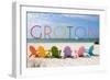 Groton, Connecticut - Colorful Beach Chairs-Lantern Press-Framed Art Print