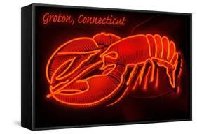 Groton, Connecticut - Lobster Neon Sign-Lantern Press-Framed Stretched Canvas