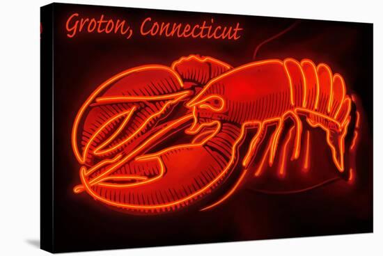 Groton, Connecticut - Lobster Neon Sign-Lantern Press-Stretched Canvas