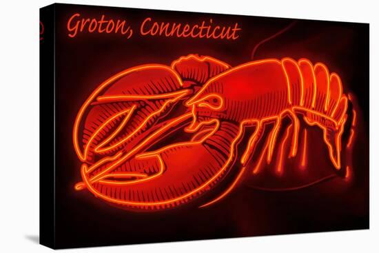 Groton, Connecticut - Lobster Neon Sign-Lantern Press-Stretched Canvas