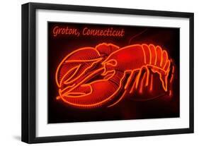 Groton, Connecticut - Lobster Neon Sign-Lantern Press-Framed Art Print