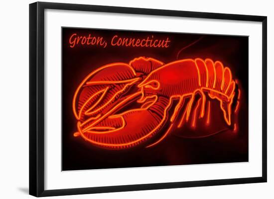 Groton, Connecticut - Lobster Neon Sign-Lantern Press-Framed Art Print