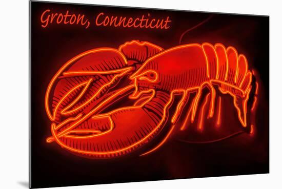 Groton, Connecticut - Lobster Neon Sign-Lantern Press-Mounted Art Print