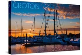 Groton, Connecticut - Sailboats at Sunset-Lantern Press-Stretched Canvas