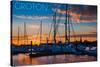 Groton, Connecticut - Sailboats at Sunset-Lantern Press-Stretched Canvas