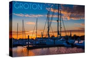 Groton, Connecticut - Sailboats at Sunset-Lantern Press-Stretched Canvas