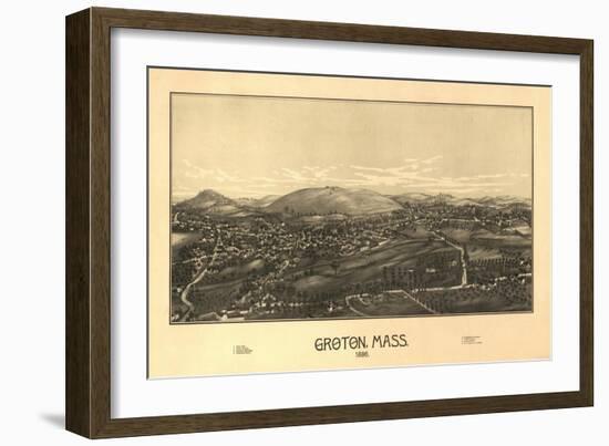 Groton, Massachusetts - Panoramic Map-Lantern Press-Framed Art Print