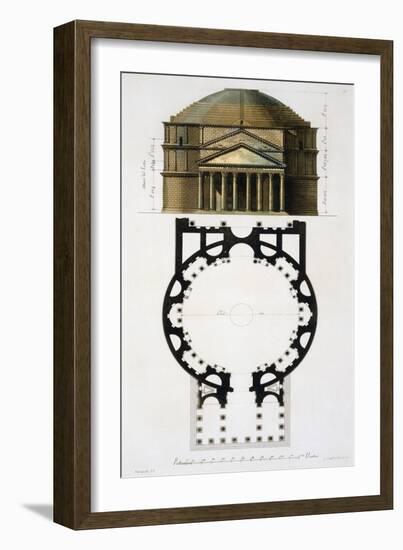 Ground and Facade: Pantheon, Rome, Le Costume Ancien et Moderne, c.1820-30-Fumagalli-Framed Giclee Print