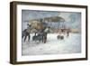 Ground Crew and Pilot Manhandle a French Spad Fighter Through the Snow to a Hangar, January 1918-Francois Flameng-Framed Giclee Print