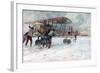 Ground Crew Attending to a French Spad on a Snow-Covered Field, 1918-Francois Flameng-Framed Giclee Print