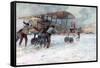 Ground Crew Attending to a French Spad on a Snow-Covered Field, 1918-Francois Flameng-Framed Stretched Canvas