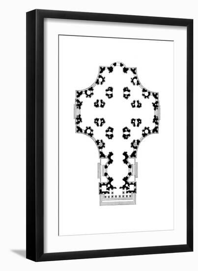 Ground Plan of St Paul's Cathedral, London, Second Design, 17th Century-Christopher Wren-Framed Premium Giclee Print