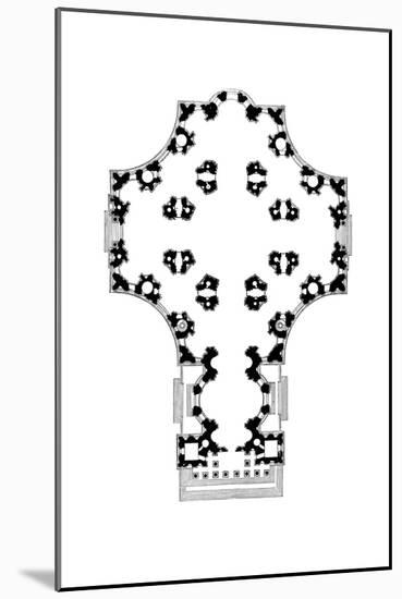 Ground Plan of St Paul's Cathedral, London, Second Design, 17th Century-Christopher Wren-Mounted Giclee Print