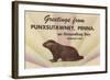 Groundhog, Greetings from Punxsutawney, Pennsylvania-null-Framed Art Print