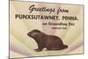 Groundhog, Greetings from Punxsutawney, Pennsylvania-null-Mounted Art Print