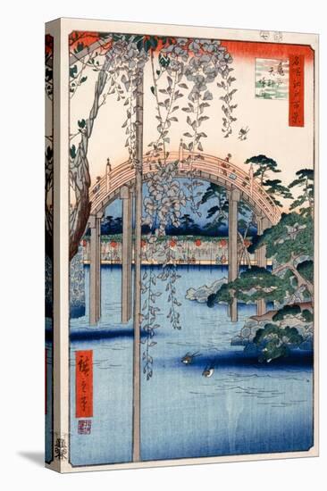 Grounds of Kameido Tenjin Shrine, Plate 57 from the Series 'One Hundred Views of Famous Places in…-Ando Hiroshige-Stretched Canvas