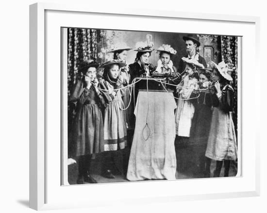 Group Listens to Juke Box-null-Framed Photographic Print