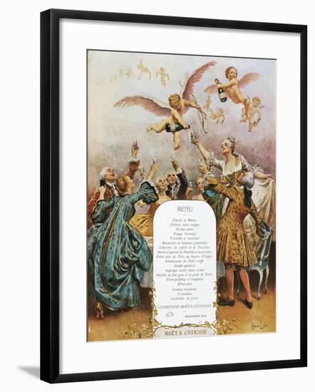 Group Making Toast in 18th Clothes at End of 19th Century-Maurice Leloir-Framed Giclee Print