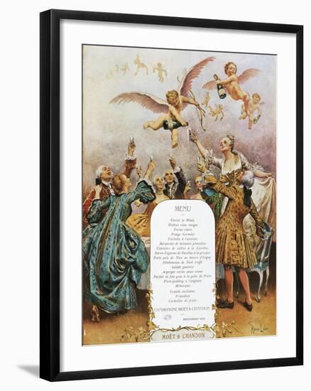 Group Making Toast in 18th Clothes at End of 19th Century-Maurice Leloir-Framed Giclee Print