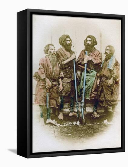 Group of Ainu People, Japan, 1882-Felice Beato-Framed Stretched Canvas