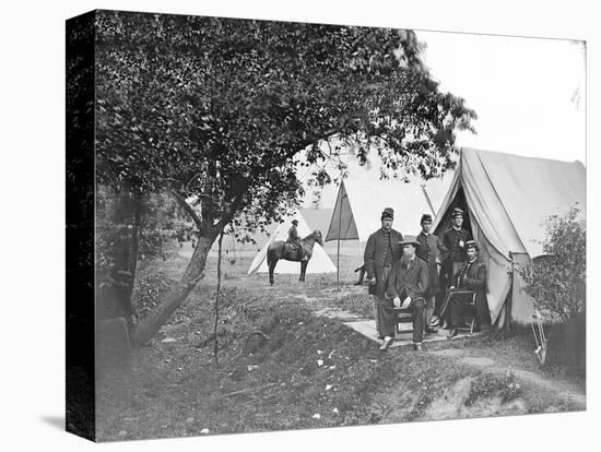 Group of American Civil War Officers at their Encampment-Stocktrek Images-Stretched Canvas