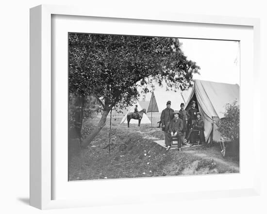 Group of American Civil War Officers at their Encampment-Stocktrek Images-Framed Photographic Print