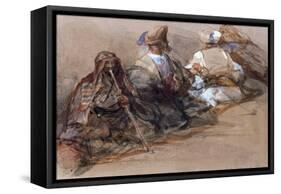 Group of Arab Figures, Two Smoking a Cubuk-David Roberts-Framed Stretched Canvas