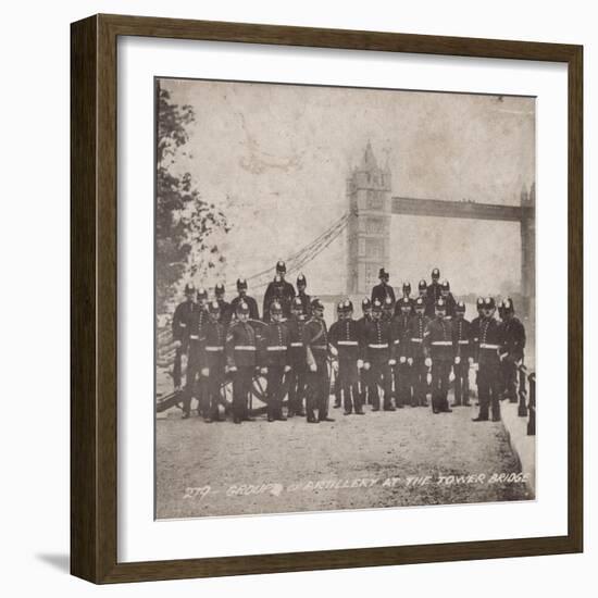 Group of Artillery at Tower Bridge, London, C1910-null-Framed Giclee Print