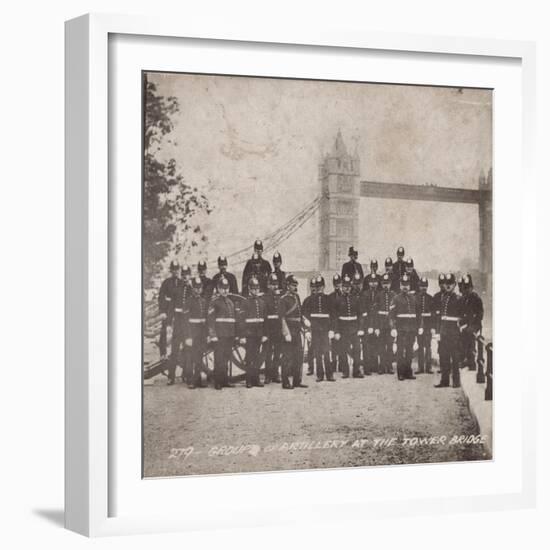 Group of Artillery at Tower Bridge, London, C1910-null-Framed Giclee Print