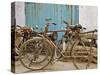 Group of bicycles in gulley (alley) Delhi, India-Adam Jones-Stretched Canvas