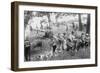 Group of Boys Carry Loaves of Bread from Wagons Near Beach Front in Woods.-null-Framed Art Print