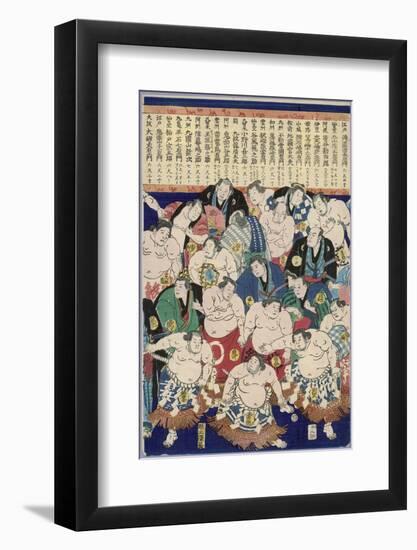 Group of Burly Sumo Wrestlers with Their Oiled Hair in Top Knots and the Yokozuna-null-Framed Photographic Print