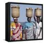 Group of Cheerful Women Carry Sweet Potatoes to Market in Traditional Split-Bamboo Baskets-Nigel Pavitt-Framed Stretched Canvas