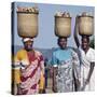 Group of Cheerful Women Carry Sweet Potatoes to Market in Traditional Split-Bamboo Baskets-Nigel Pavitt-Stretched Canvas