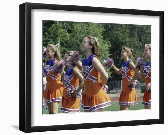 Group of Cheerleaders Cheering in a Field-null-Framed Premium Photographic Print