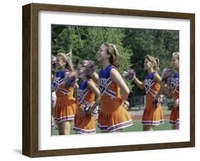 Group of Cheerleaders Cheering in a Field-null-Framed Photographic Print