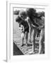 Group of Children Fishing from a Jetty-null-Framed Photographic Print