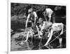 Group of Children Fishing in a Stream with Nets-null-Framed Photographic Print