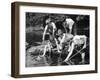 Group of Children Fishing in a Stream with Nets-null-Framed Photographic Print